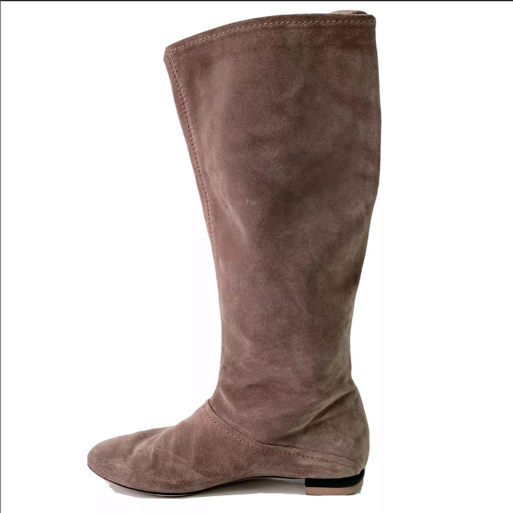 Salvatore Ferragamo Suede Mid Calf Embossed Boots - Picture 5 of 15